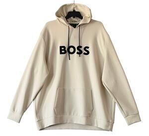 Boss Soody Zone Logo Hoodie Men's 4XT Big & Tall Drawstring Hood Open White NWT